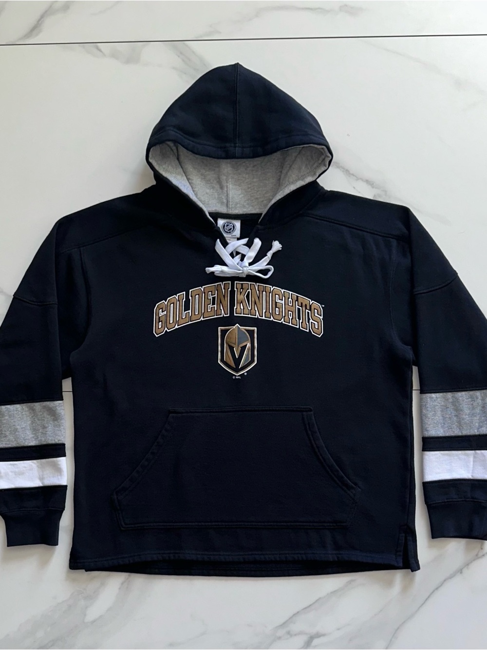 Vegas Golden Knights NHL Lace Up Hoodie Black Gray Size Large